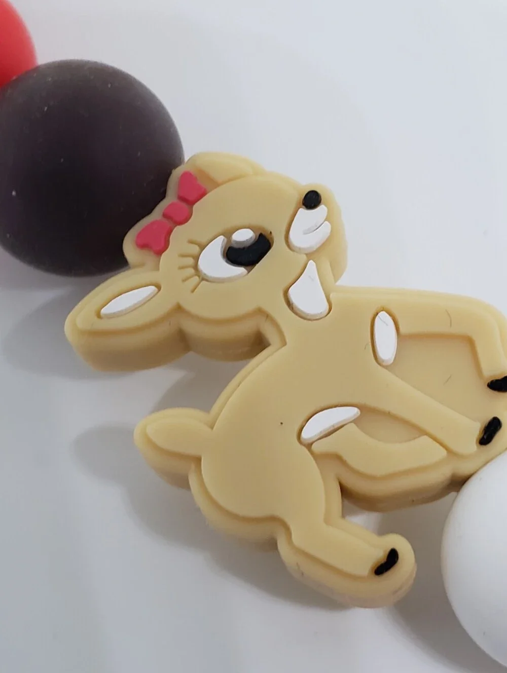 Handmade Reindeer Silicone Focal Beaded Keychain